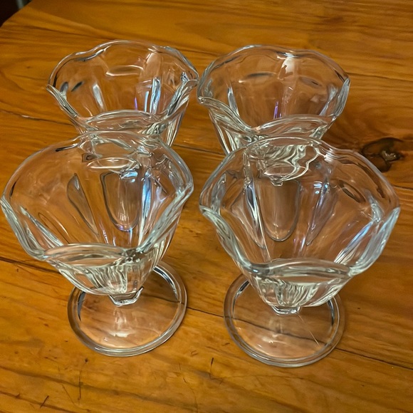MCM 1950s Anchor Hocking clear raised foot ice cream dessert dish fruit … - Picture 1 of 14
